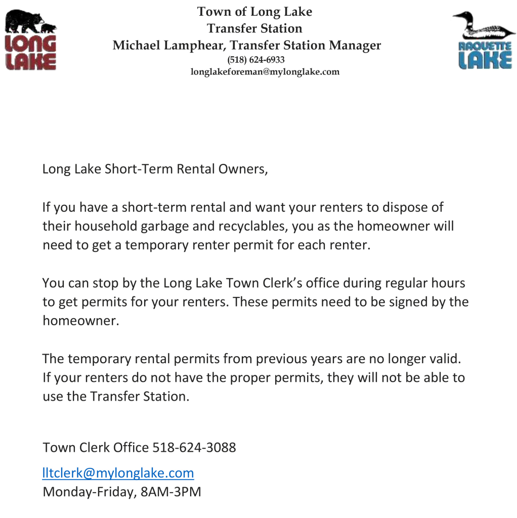 Transfer Station permit information for renters